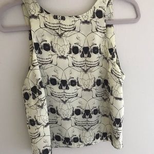 Chandelier Skull Open Back Blouse M